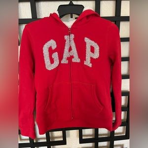 EUC Red And Silver Sherpa Lined Hoodie Kids XXL 14-16 youth